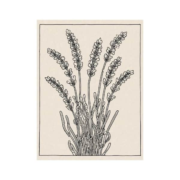 Black and White Lavender Botanical Sketch Unframed Canvas Art Print 32 in.  x 24 in. PD0GTIB0227 - The Home Depot