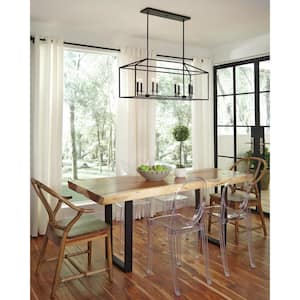 Perryton 40 in. 8-Light Smooth Midnight Matte Black Modern Transitional Linear Hanging Island Candlestick Chandelier
