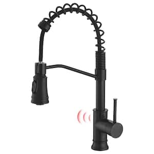 Touchless Sensor Single Handle Pull-Down Sprayer Kitchen Faucet in Matte Black