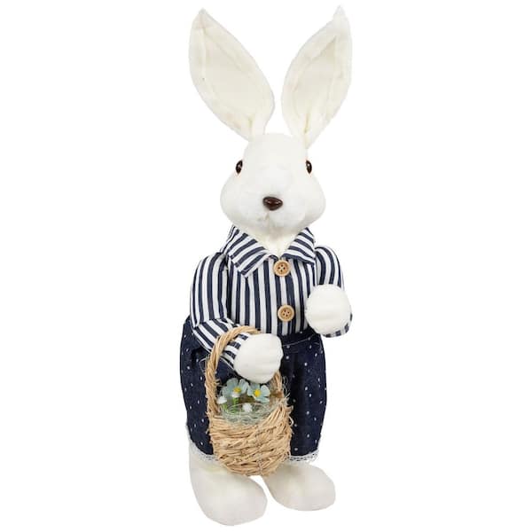 Standing Girl Bunny with Basket Easter Figure-19 in.-Navy Blue
