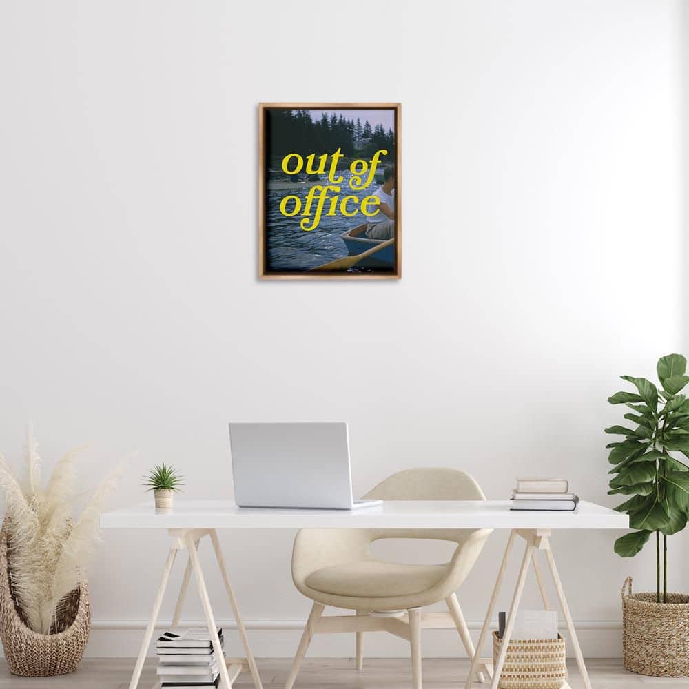 Out of Office Lake View by Victoria Barnes Brown Floater Frame Typography Graphic Art Print 21 in. x 17 in. price history on PriceWatchPro