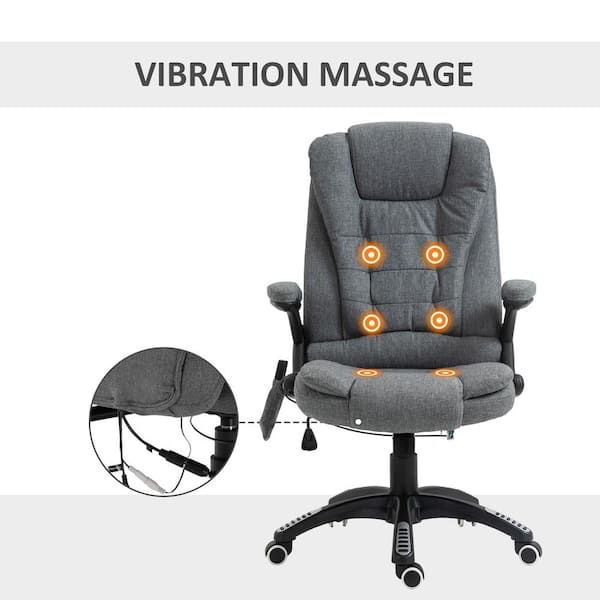 Vinsetto 6 Vibrating Massage Office Chair, 5 Modes High Back Executive  Heated Chair with Reclining Backrest Padded Armrest, Deep Grey