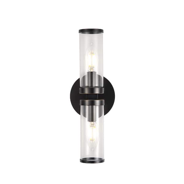 ALORA Revolve 12 in. 2 Light 60-Watt Clear Glass/Urban Bronze Vanity Light