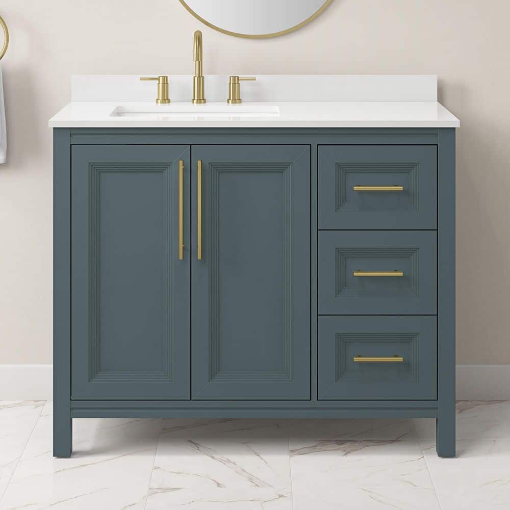 Korra 42 in. Single Sink Freestanding Vintage Blue Bath Vanity with White Engineered Stone Top (Assembled) price history on PriceWatchPro