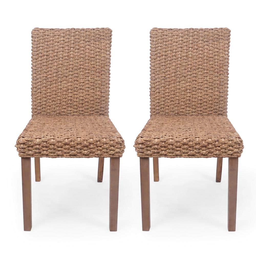 Noble House Evertone Light Brown Wicker Stackable Dining Chair (Set of ...