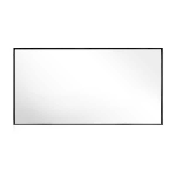 GETLEDEL 58 in. W x 30 in. H Large Rectangular Aluminum Framed Wall Mounted Bathroom Vanity Mirror in Black