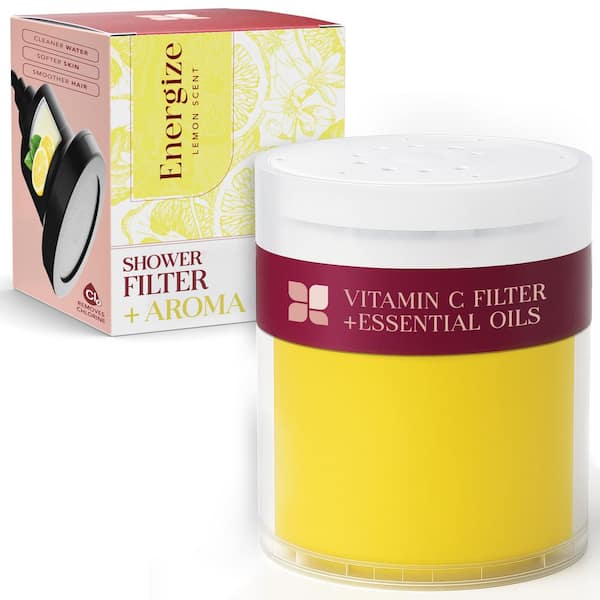 Aromatherapy Shower Filter Replacement Cartridge, Vitamin C Universal Size Shower Head Filter, Lemon