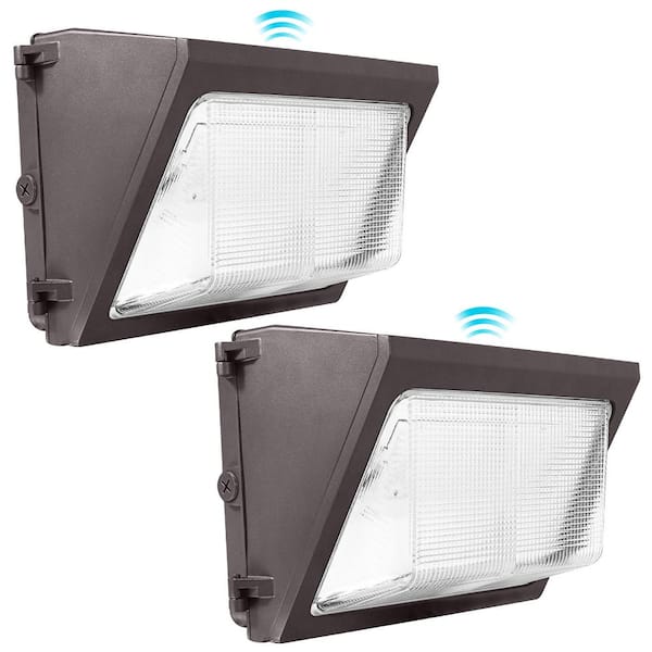 LUXRITE LR40530-2PK 600- Watt Equivalent Integrated LED Brown Dusk to Dawn Wall Pack Light with Photocell Sensor 3 Color Selectable 2 Pack - 1