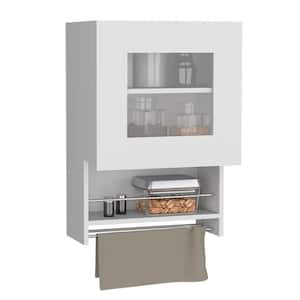 19.6 in. W x 13.1 in. D x 28.7 in. H in White Particle Board Modern Kitchen Wall Cabinet with Towel and Spice Rack
