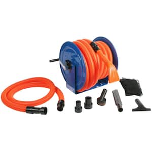Stainless Steel Hose Reel with 50 ft. Orange Hose and Attachment Kit for Wet/Dry Shop Vacuums