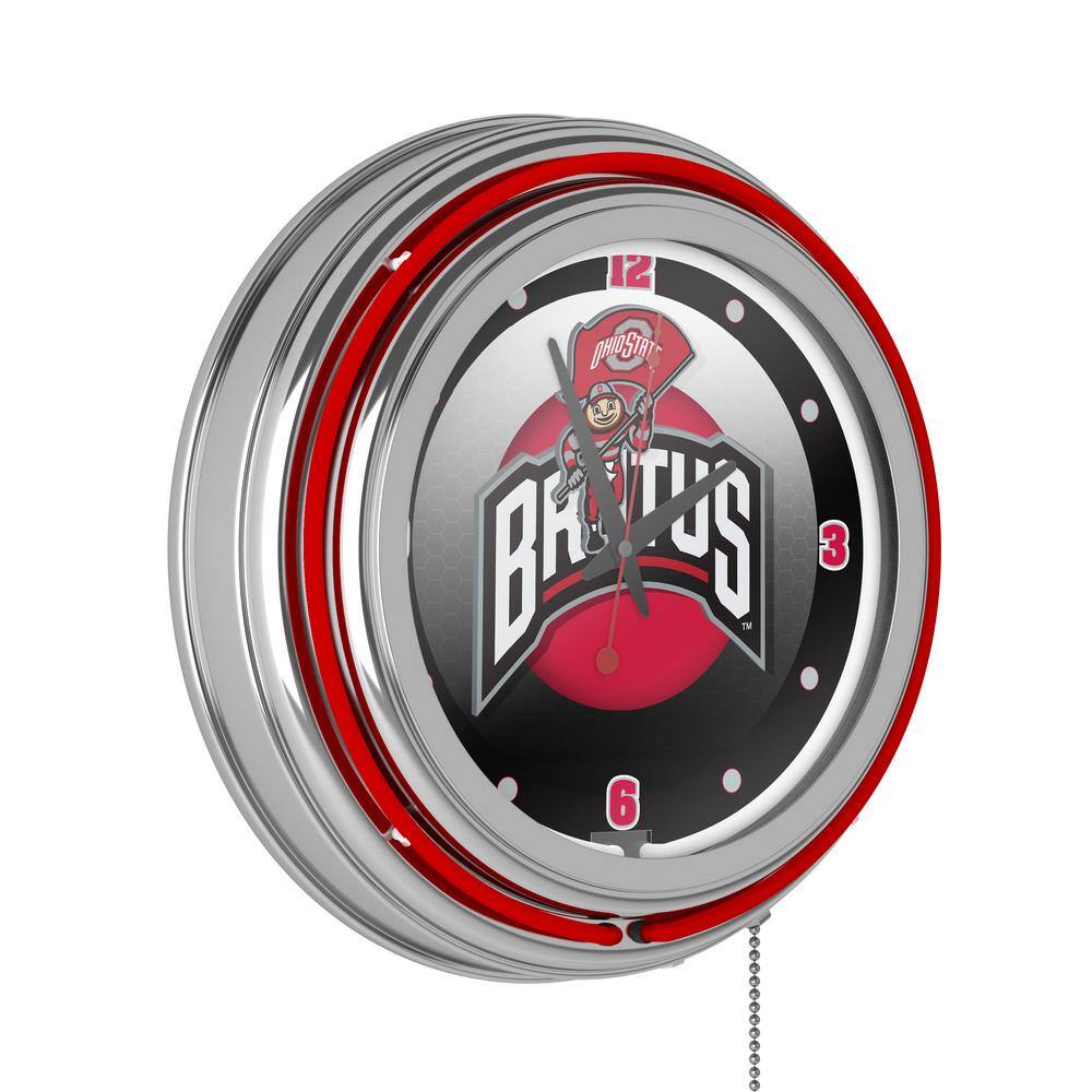 The Ohio State University Red Rushing Brutus Lighted Analog Neon Clock