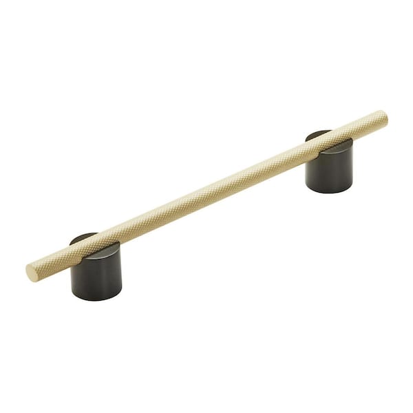 Amerock Transcendent 6-5/16 in. (160mm) Modern Matte Black/Matte Gold Bar Cabinet Pull