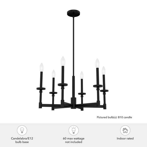 Hunter Briargrove 6-Light Matte Black Traditional Led Chandelier