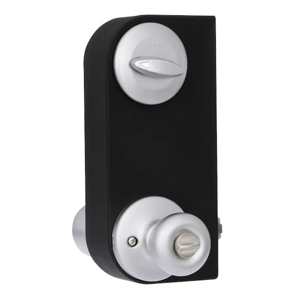 Tylo Satin Chrome Entry Door Knob and Single Cylinder Deadbolt Knob Combo Pack