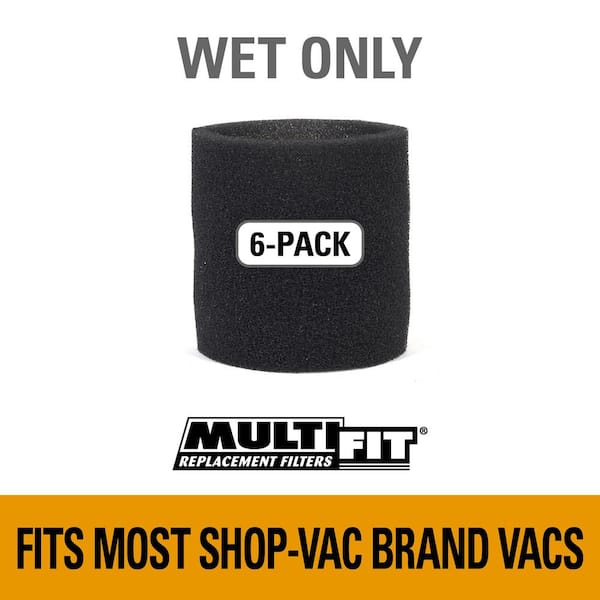 Replacement Wet Debris Application Wet Dry Vac Foam Sleeve Filter for Select Shop-Vac Brand Shop Vacuums (6-Pack)