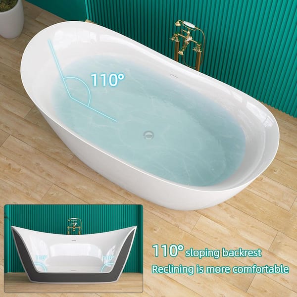 Zeafive Van 55 in. x 27.5 in. Acrylic Freestanding Soaking Bathtub