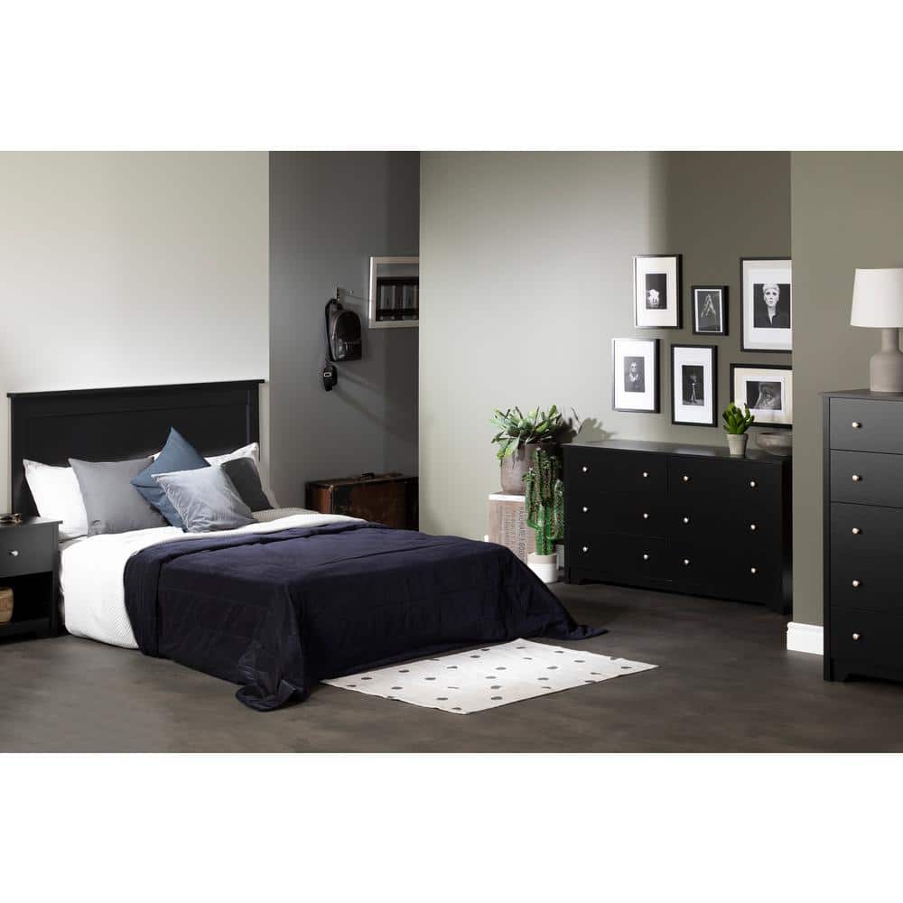 Vito Black Queen Headboard with Thick Molding