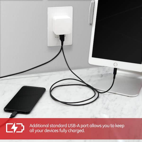 GE 22.5-Watt Dual Port USB C and USB A Wall Charger