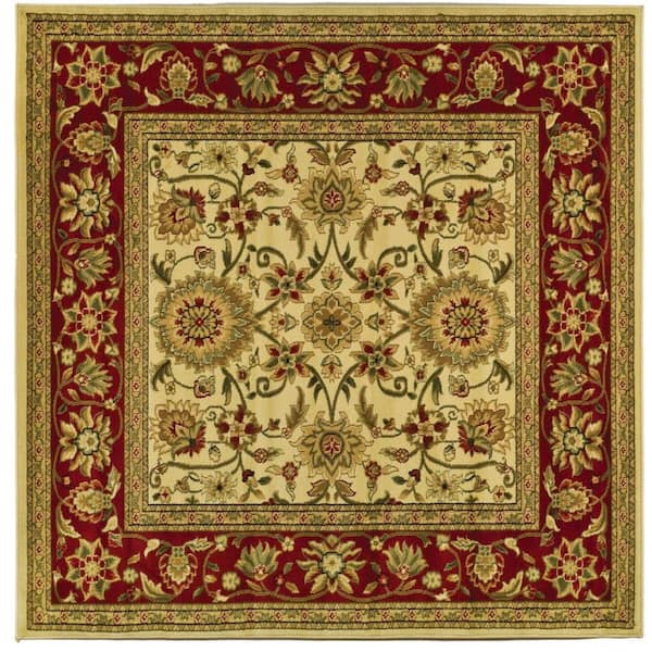 SAFAVIEH Lyndhurst Ivory/Red 8 ft. x 8 ft. Square Floral Antique Border Area Rug
