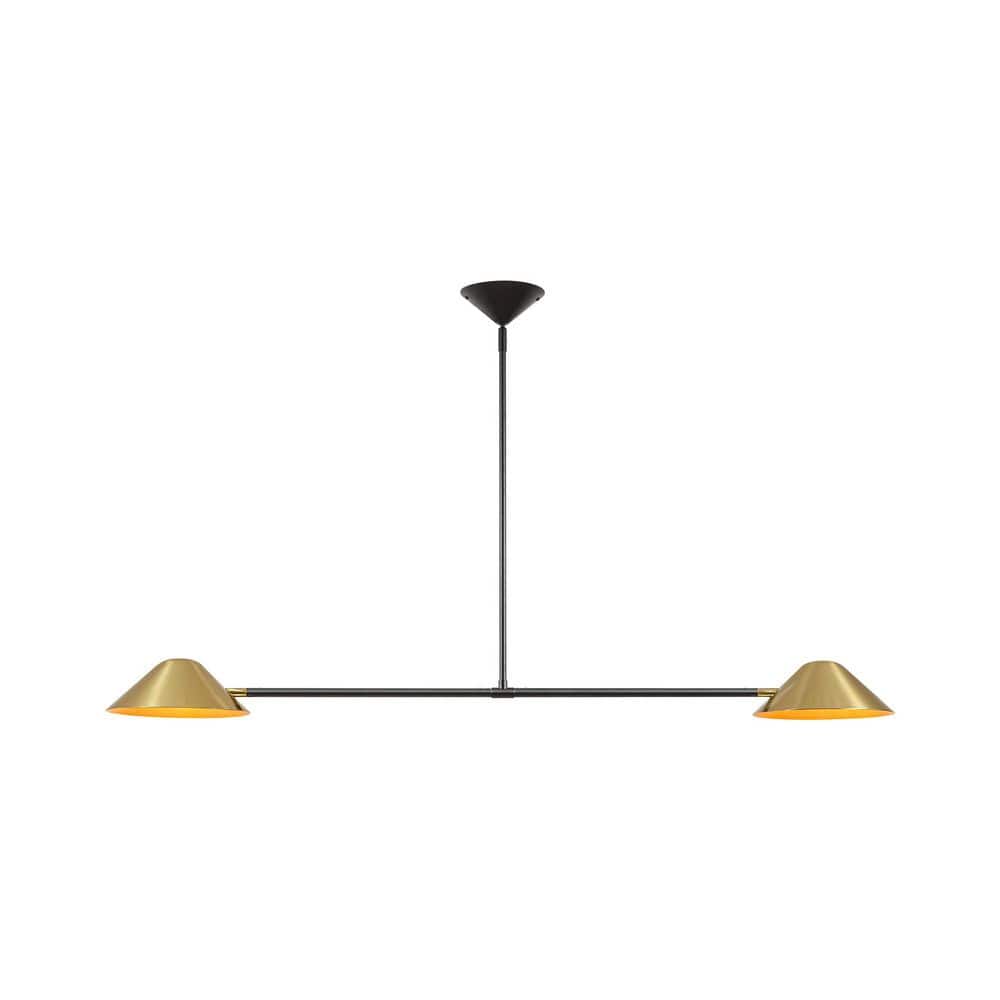 Luis 2-Light Industrial Black and Brass Linear Cone Pendant Light for Kitchen Island / Dining Room price history on PriceWatchPro