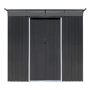 8 ft. Wx 6 ft. D Metal Garden Sheds for Outdoor Storage with Double Door in Black (48 sq. ft.)