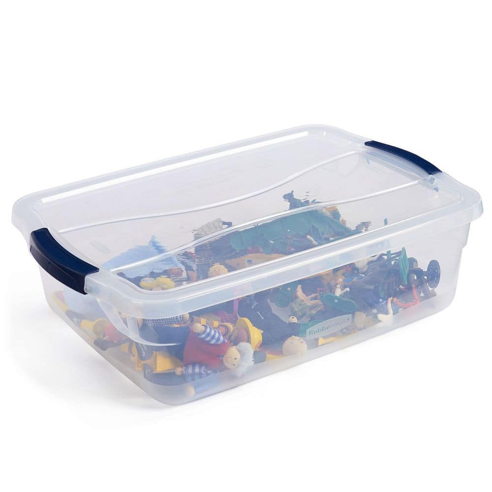 Clear Stackable Plastic Storage Containers with Lids, 16 Quart, 6-Pack