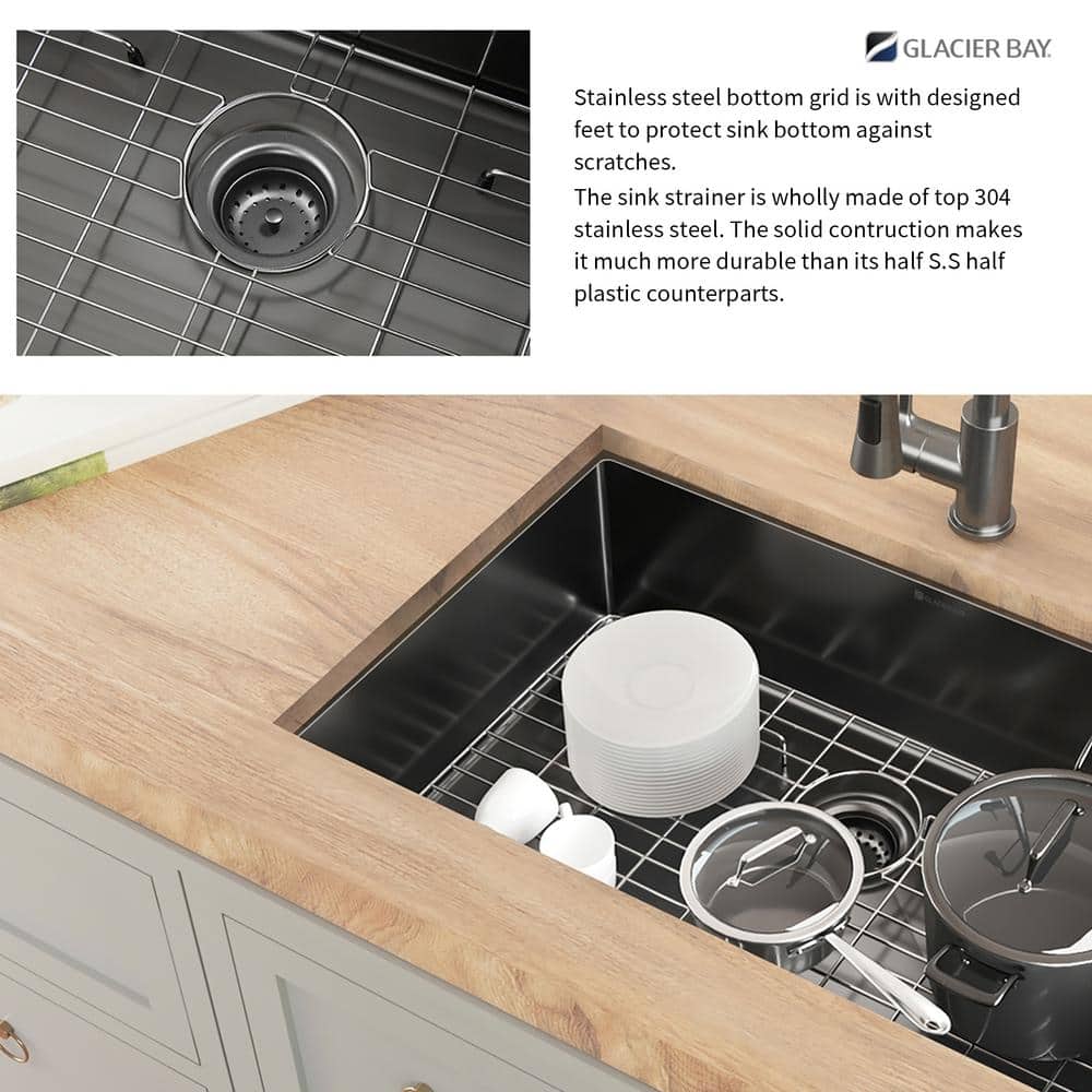 Gunmetal Black Stainless Steel Single Bowl Undermount Bar Sink