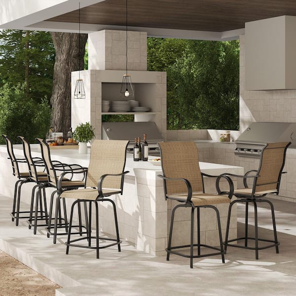 ELPOSUN Swivel Metal Metal Outdoor Bar Stool (6-Pack)