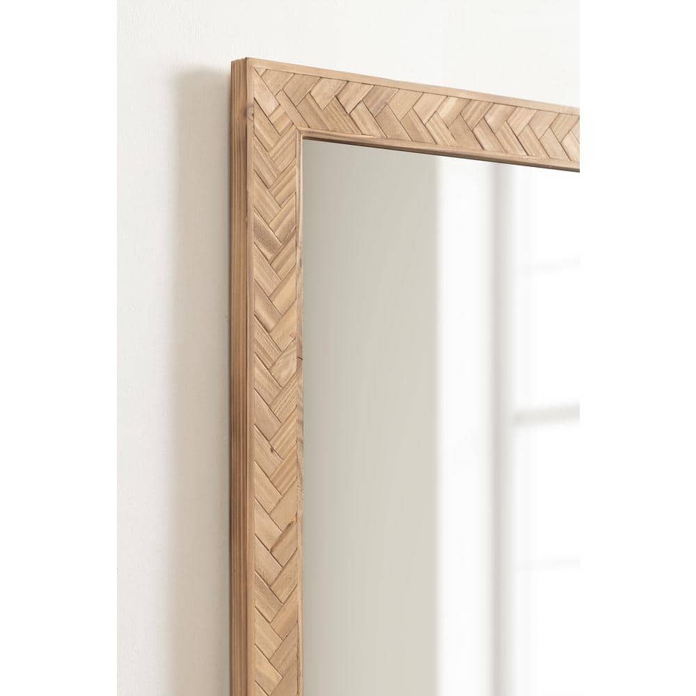 Braywood 24"x36" Rustic Brown Chevron Wood Rectangular Mirror