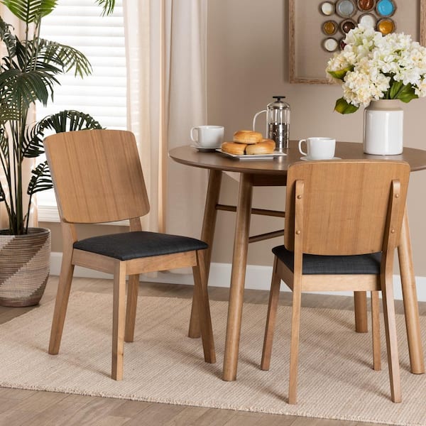 Baxton Studio Denmark Black and Oak Brown Dining Chair Set of 2