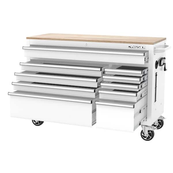 Husky Modular Tool Storage 52 in. W White Mobile Workbench Cabinet