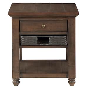 Oliver 22 in. Chestnut Brown Wood Square End Table