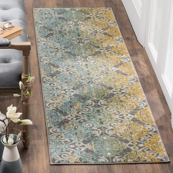 Evoke Gray/Ivory 2 ft. x 5 ft. Geometric Runner Rug