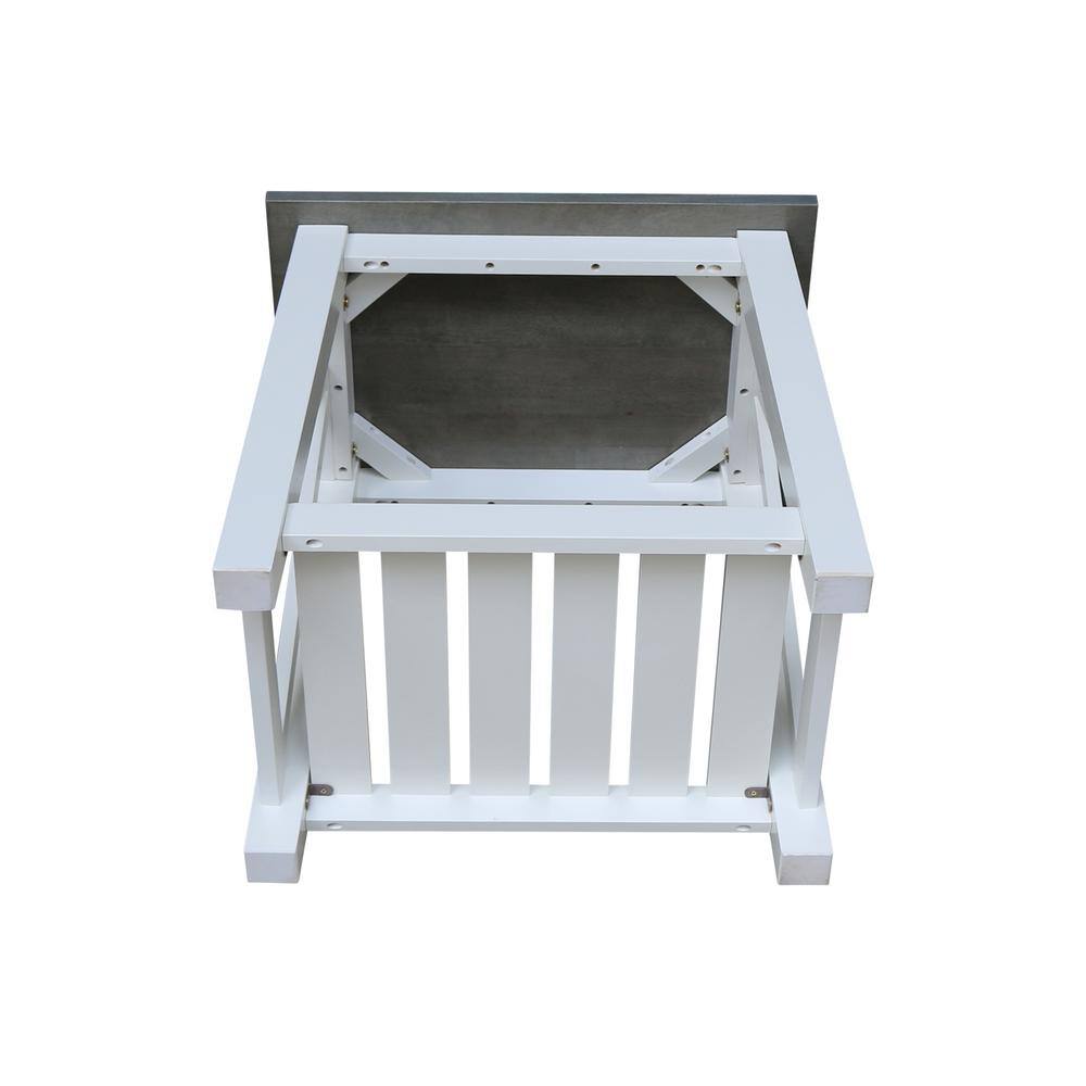 Surrey 31'' Solid Parawood End Table in White & Heather Gray