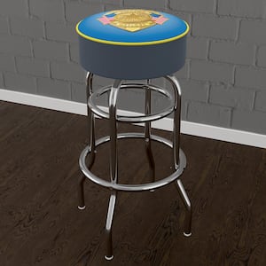Police Officer 31 in. Yellow Backless Metal Bar Stool with Vinyl Seat