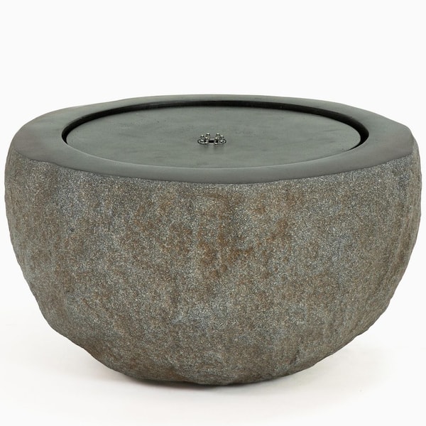 Outdoor Polystone Round Bowl Urn Bubble Fountain - Gray