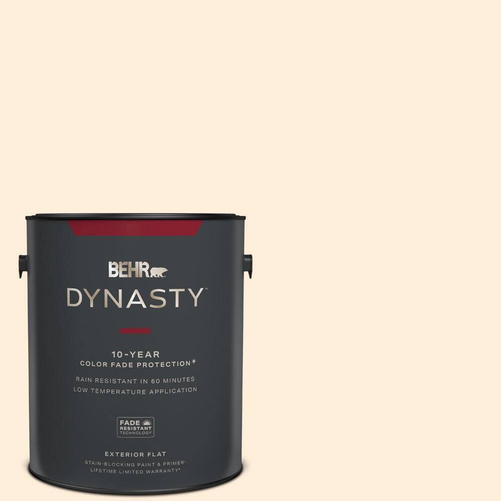BEHR DYNASTY 1 gal. 70 Linen White Flat Exterior StainBlocking Paint & Primer 465001 The