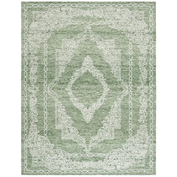 Metro 8 ft. x 10 ft. Green/Ivory Oriental Area Rug