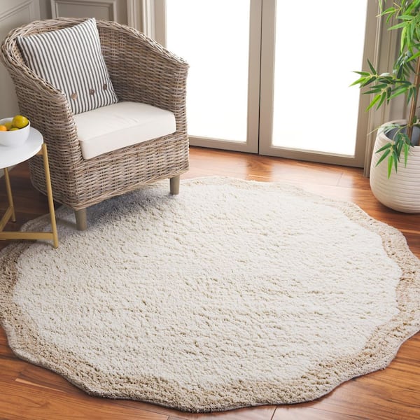 Vermont 6 ft. x 6 ft. Ivory Solid Color Round Rug