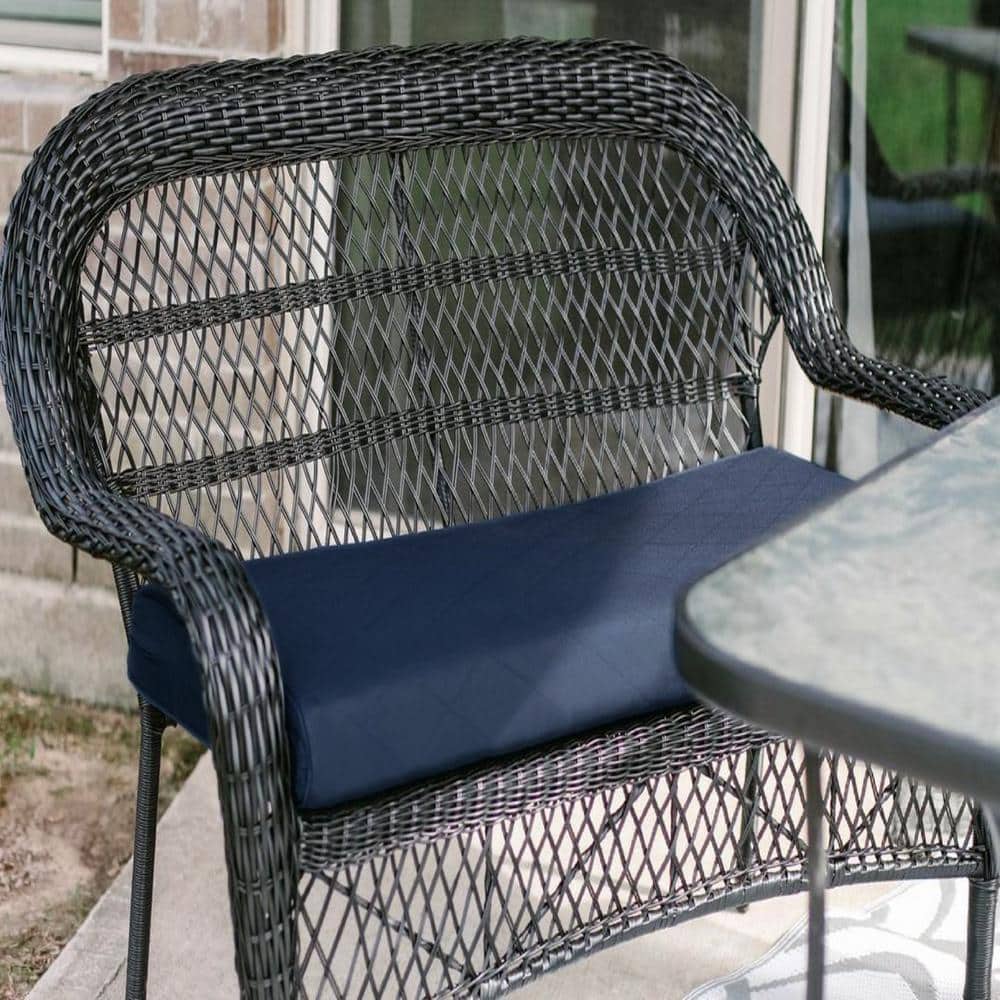 Montlake FadeSafe Navy Quilted Outdoor Settee Cushion, 54"W x 18"D x 3"H