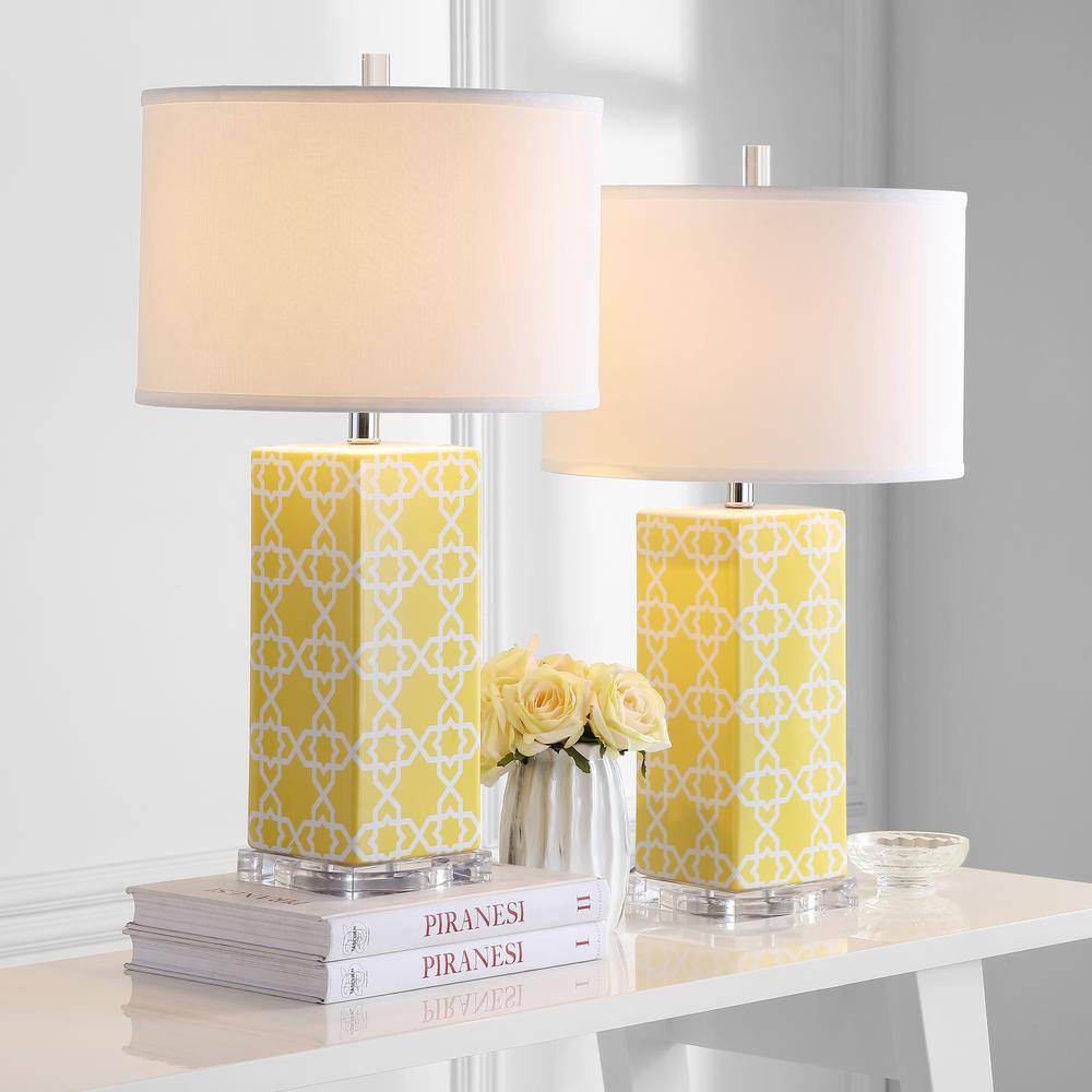 Quatrefoil 27 in. Yellow Table Lamp with White Shade (Set of 2) price history on PriceWatchPro