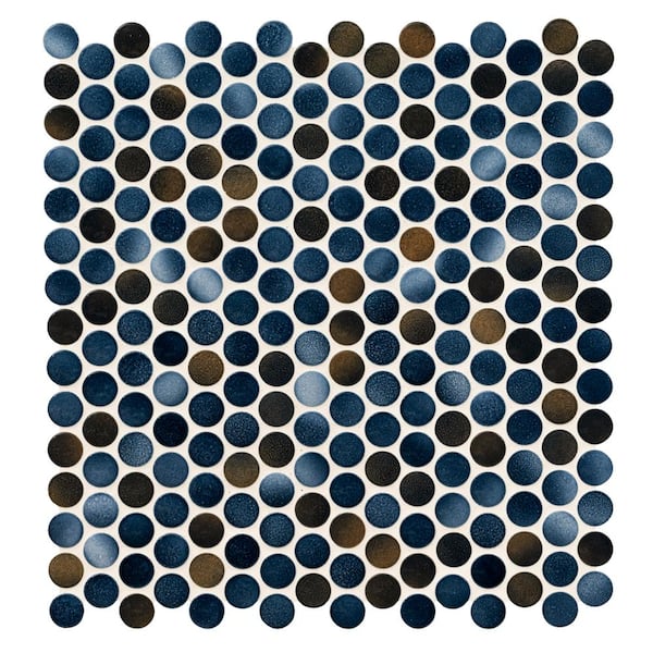 MSI Penny Round Azul 12 in. x 13 in. x 6mm Glossy Porcelain Mosaic Tile (0.96 sq. ft./Each)
