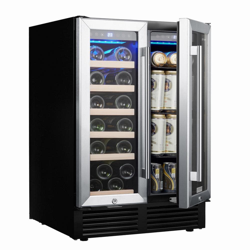 24 in. 19-Bottle Wine and 57 Can Beverage Cooler Built-In Dual Zone Wine Re