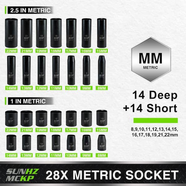 3/8 in. Drive Impact Socket Set 52-Piece