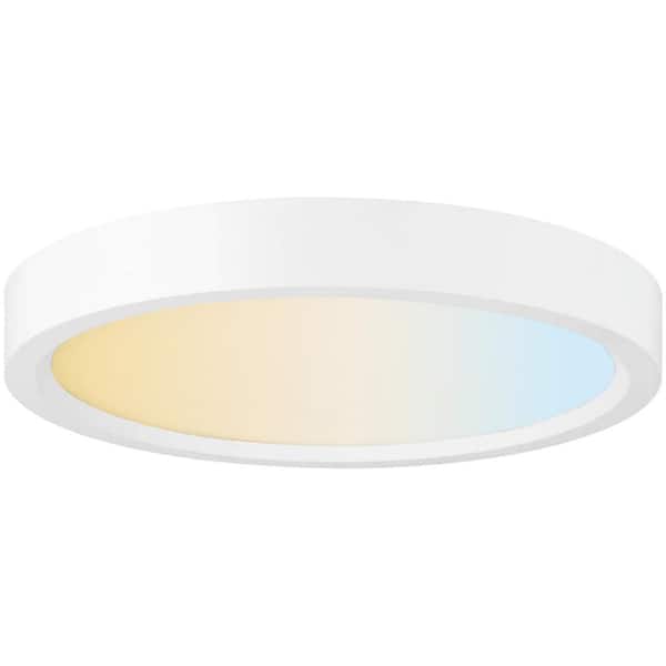 Sunlite 7 in. White Selectable CCT Dimmable Flush Mount Integrated LED Light Fixture (1-Pack)