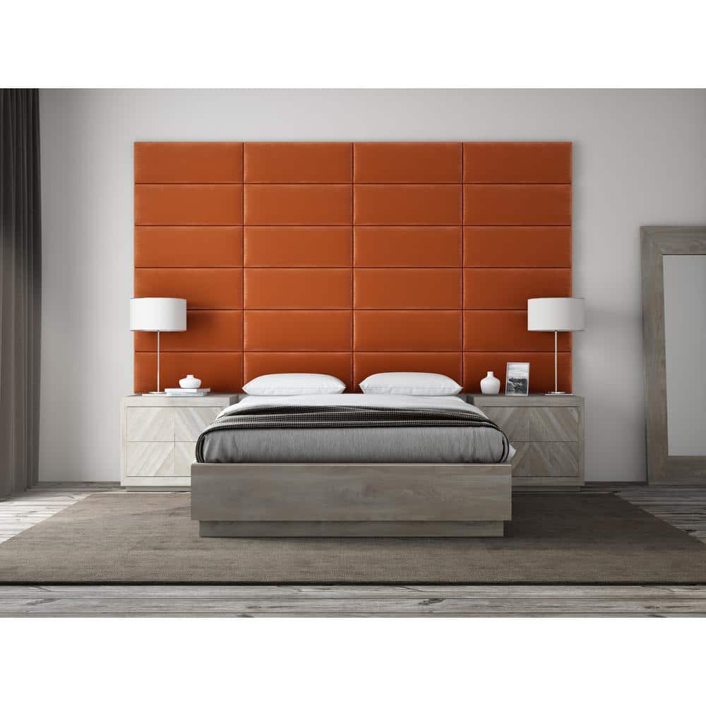 Rust Velvet Full Size Upholstered Floating Wall Panels