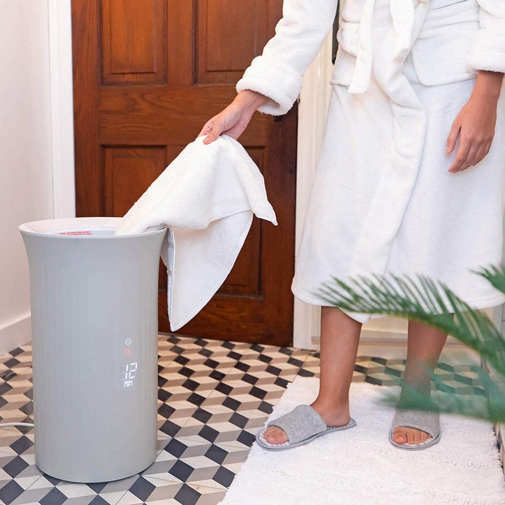 Matte Gray Electric Freestanding Towel Warmer with LED Display