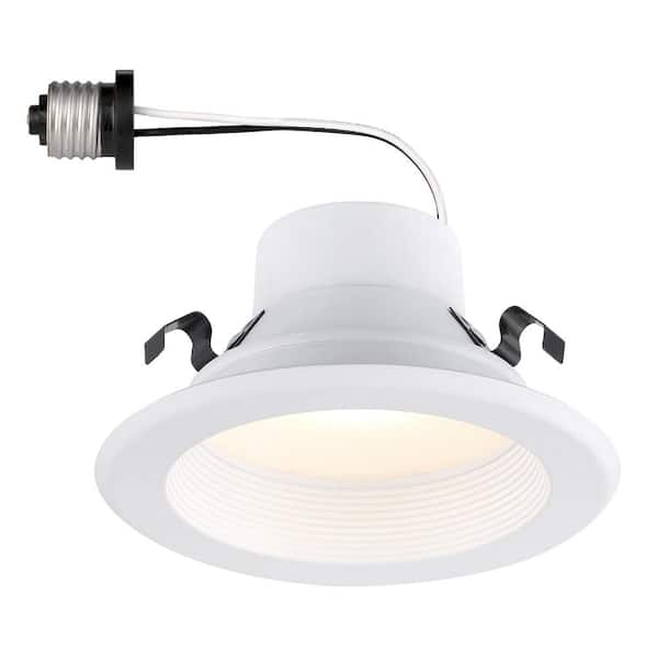 4 in. Integrated LED White Round Remodel Recessed Down Light Baffle Trim 739 Lumens 5000K