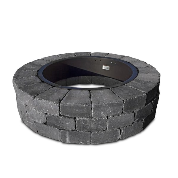 Necessories Grand 48 in. W x 12 in. H Round Concrete Wood Burning Fire Pit Kit in Onyx