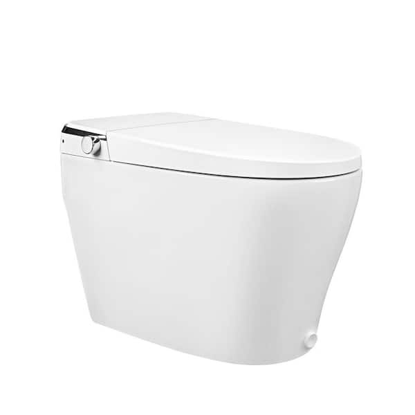 1.28 GPF Tankless ADA Elongated Smart 1-Piece Toilet Bidet in White with Auto Close/Open/Flush, Warm Air Dryer